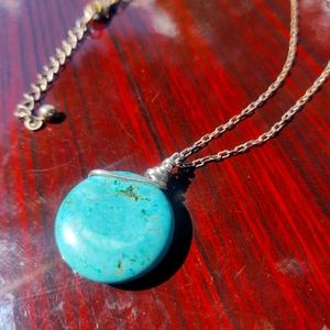 Arizona turquoise wrapped in 925 sterling silver necklace...